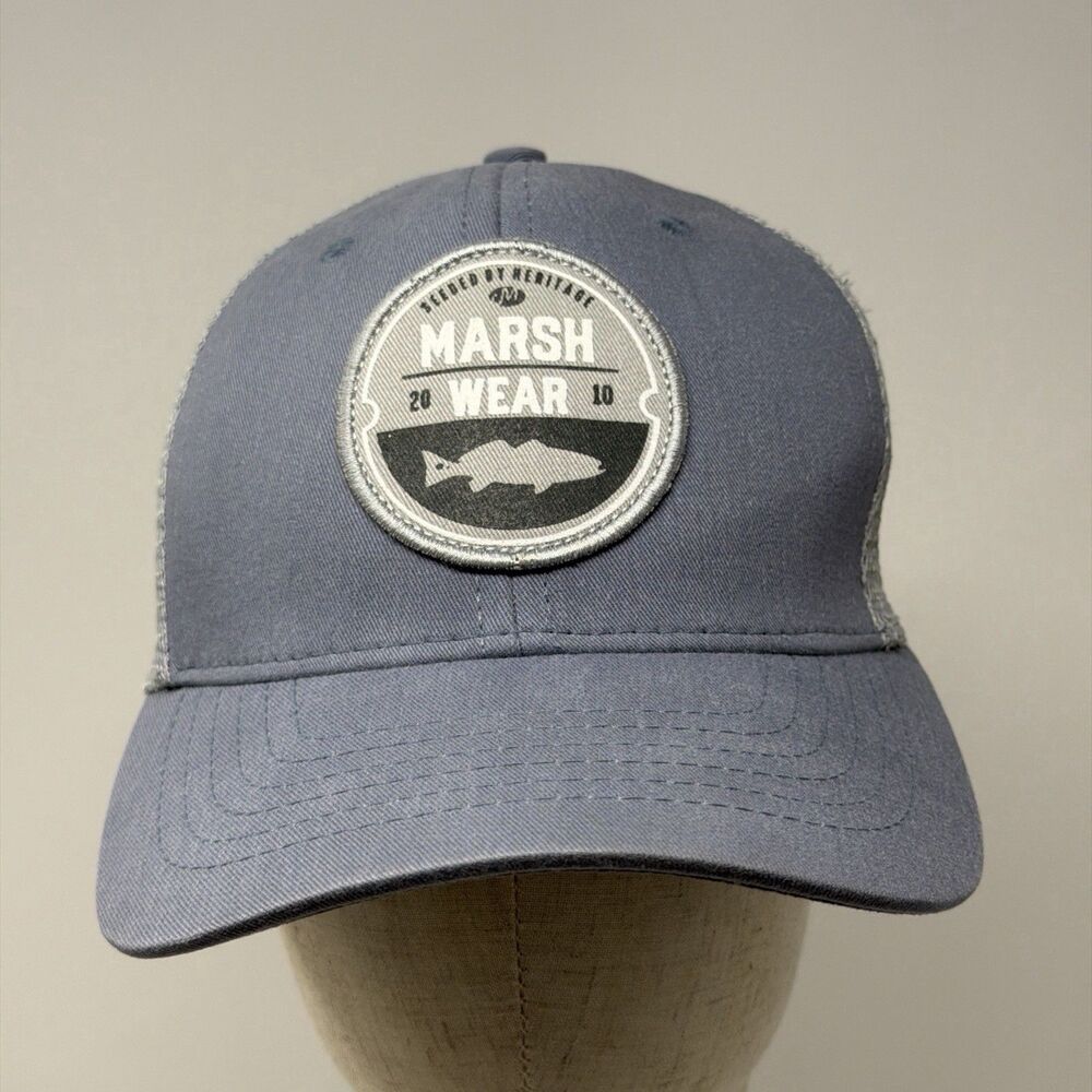 Marsh Wear Trucker Hat Gray Blue Mesh Snapback Fishing Cap Bottle Opener
